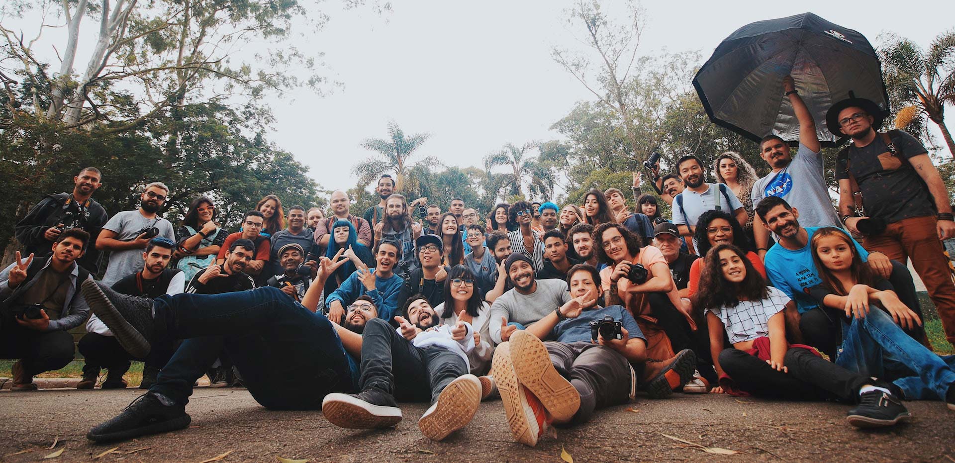 Members of a community gathered in a park in Lakeland, FL.